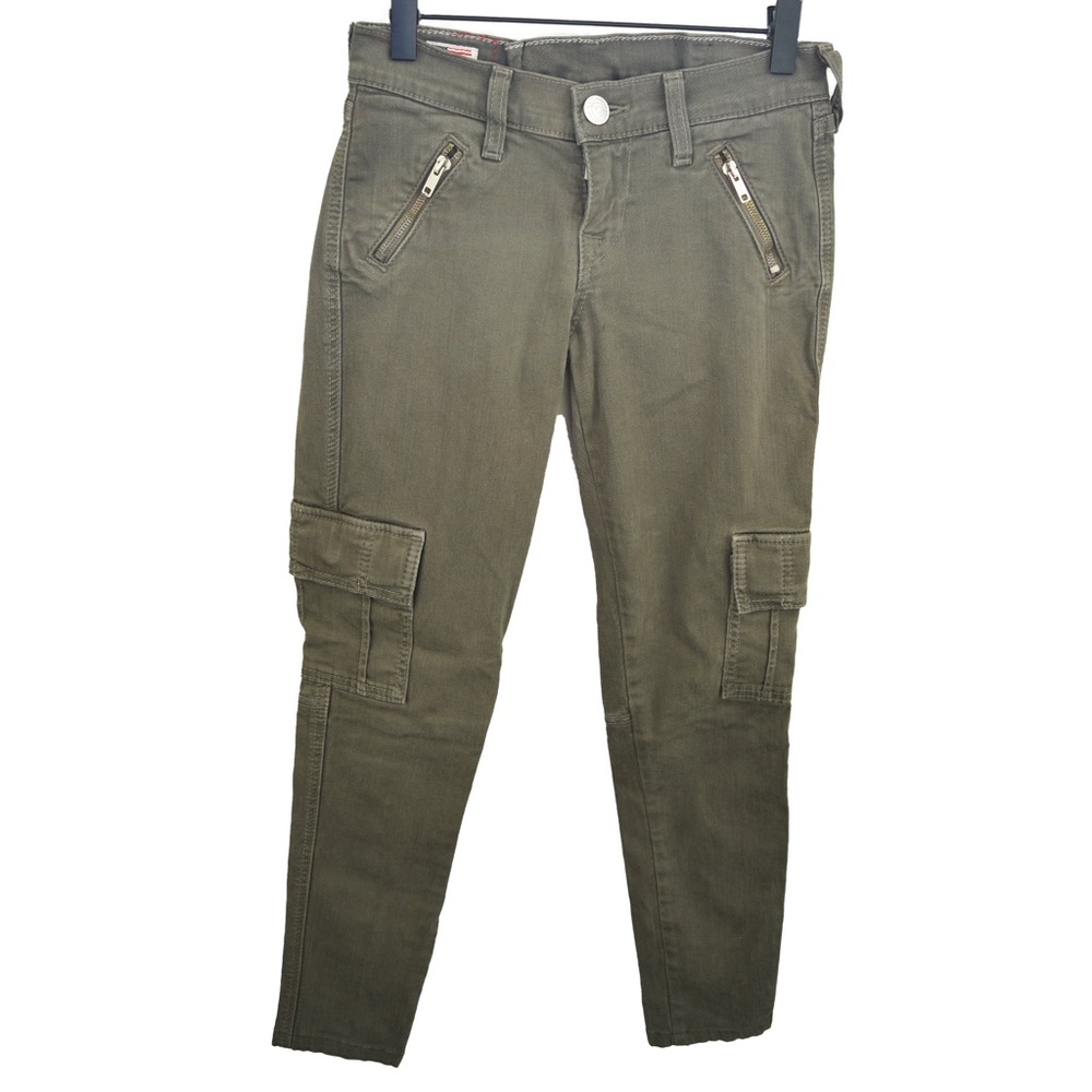 TRUE RELIGION Women’s Olive Green Casey Skinny Fit Cargo Pocket Jeans Size 25